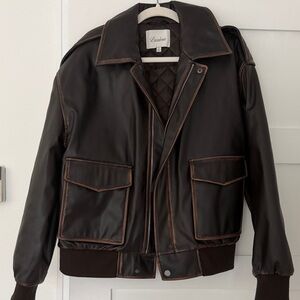 L’Academie size M Brown faux Leather Jacket